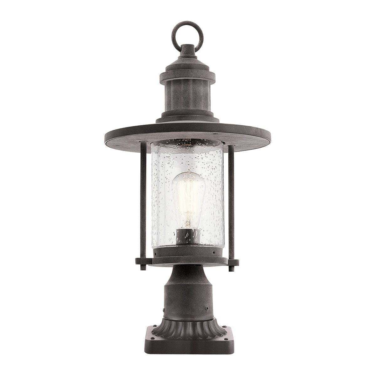 Kichler Riverwood 8" Zinc Pedestal Outdoor Lantern