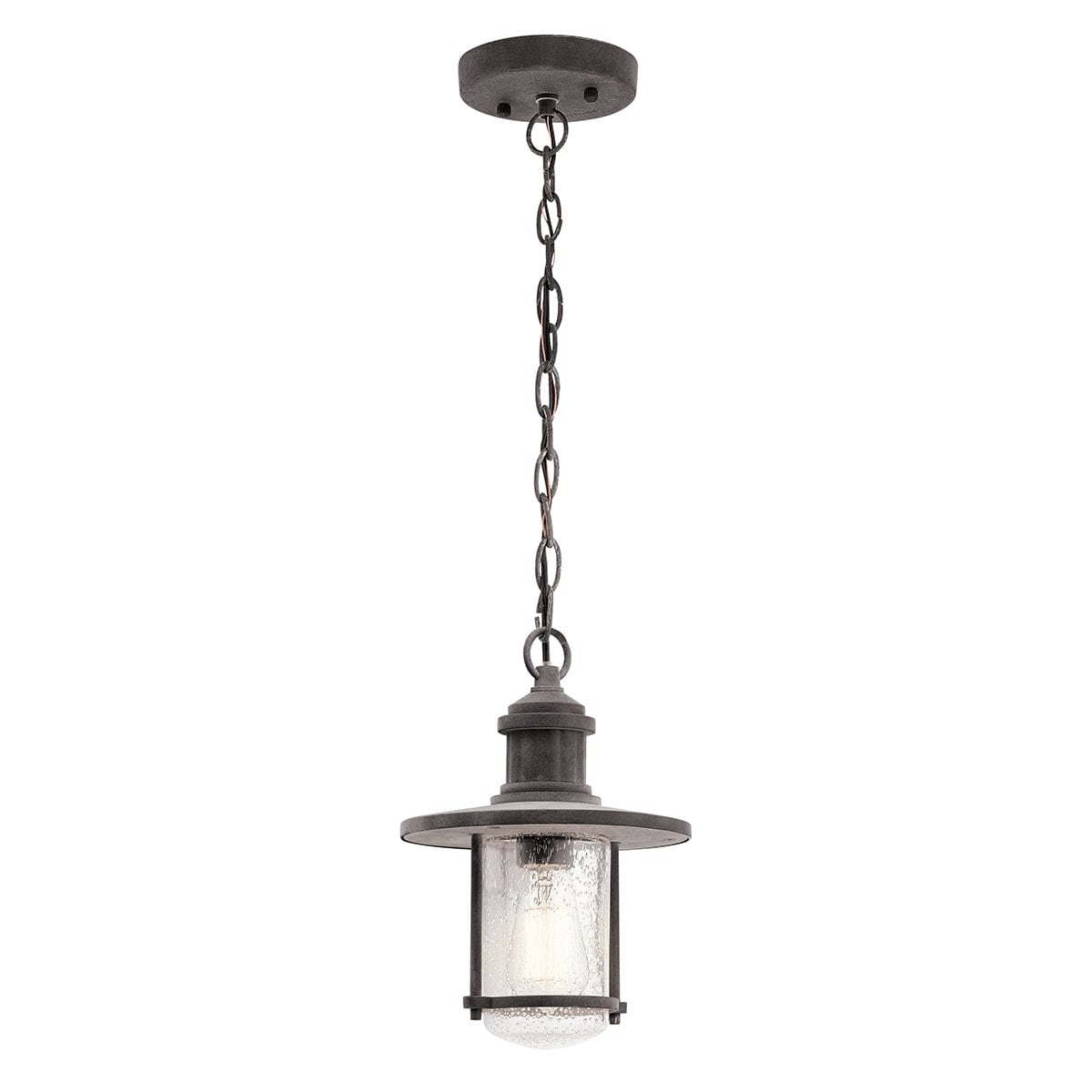 Kichler Riverwood 8" Zinc Outdoor Pendant Chain Lantern