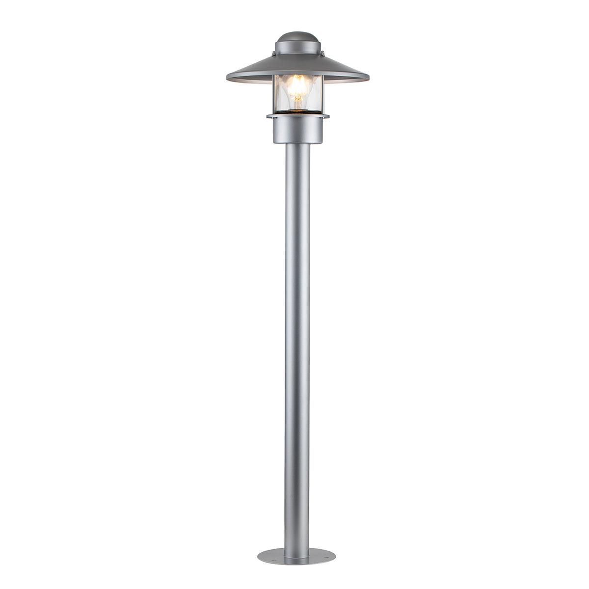 Elstead Klampenborg 1 Light Silver Outdoor Bollard