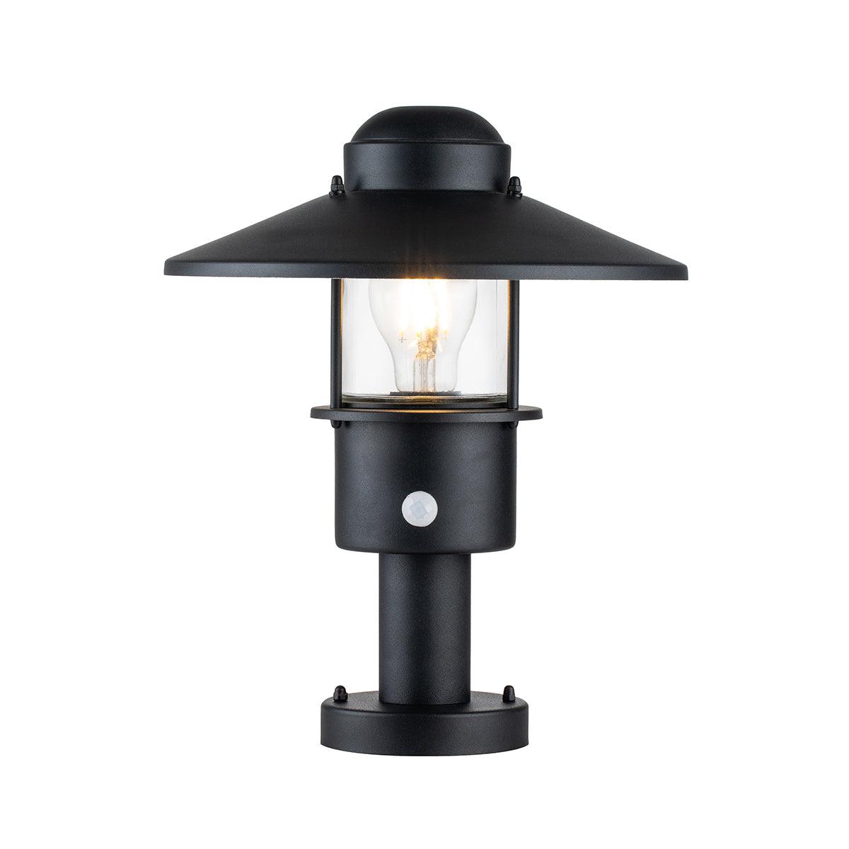 Klampenborg 1 Light Black Outdoor Pedestal - PIR Sensor