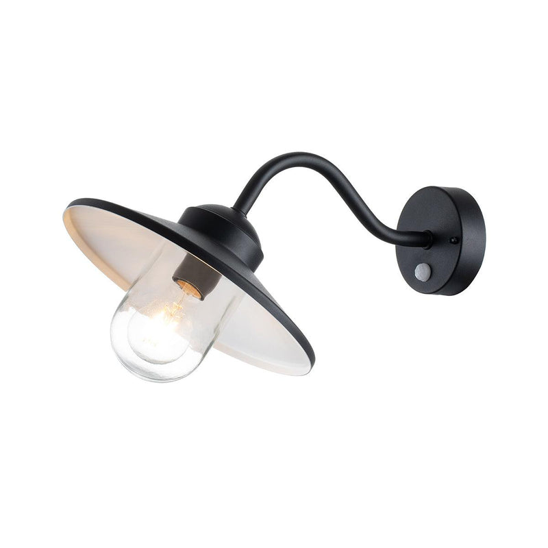 Elstead Klampenborg 1Black Outdoor Wall Light - PIR Sensor