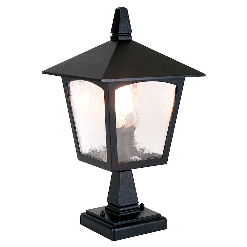 Elstead York Black Finish Outdoor Pedestal Lantern