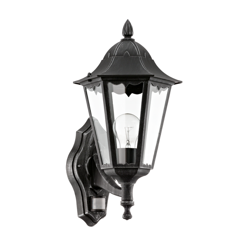 Eglo Navedo Black/Patina Silver Finish Outdoor PIR Wall Light 93458 by Eglo Outdoor Lighting