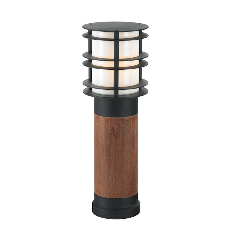 Elstead Stockholm Black And Scandanavian Wood Medium Bollard Light