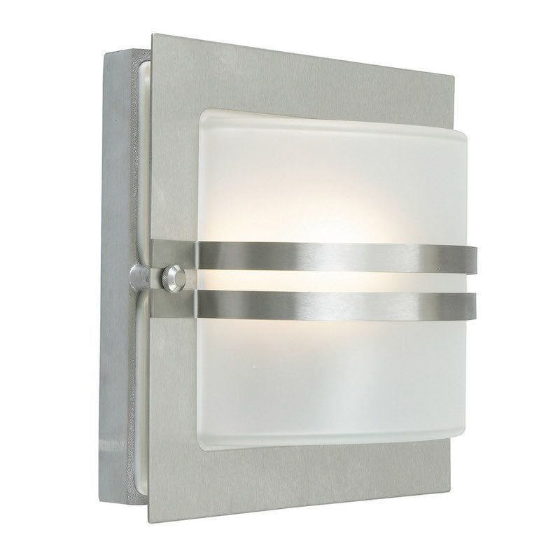 Elstead Bern Stainless Steel And Frosted Glass Outdoor Wall Light