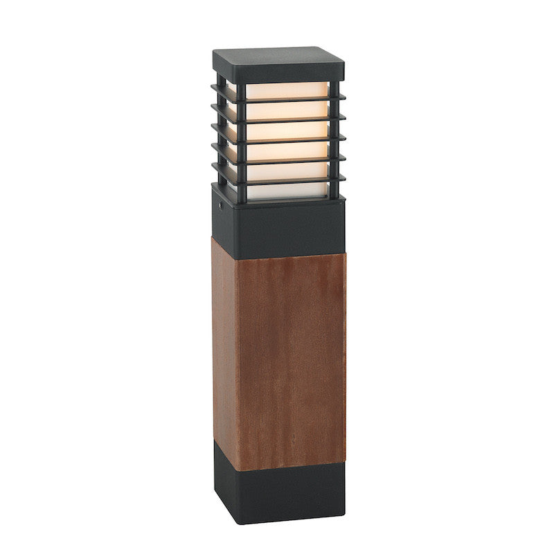 Elstead Halmstad Black And Scandanavian Wood Mini Bollard Light