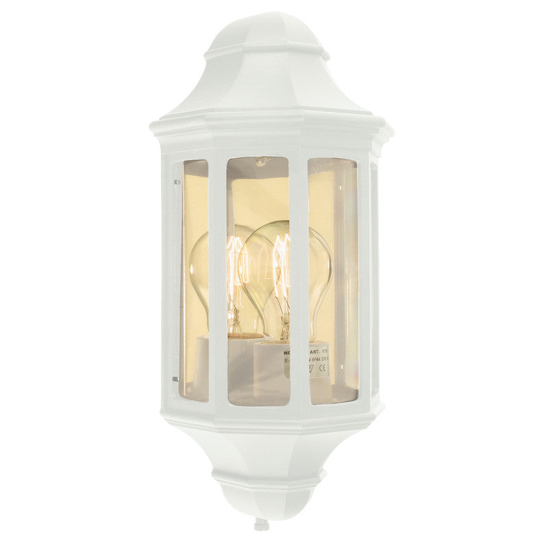 Elstead Malaga White Finish Outdoor Mini Half Wall Lantern