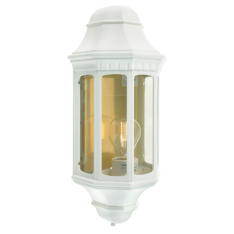 Elstead Malaga White Finish Outdoor Half Wall Lantern