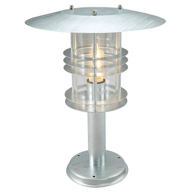 Elstead Stockholm Large Galvanised Steel Outdoor Pedestal Lantern