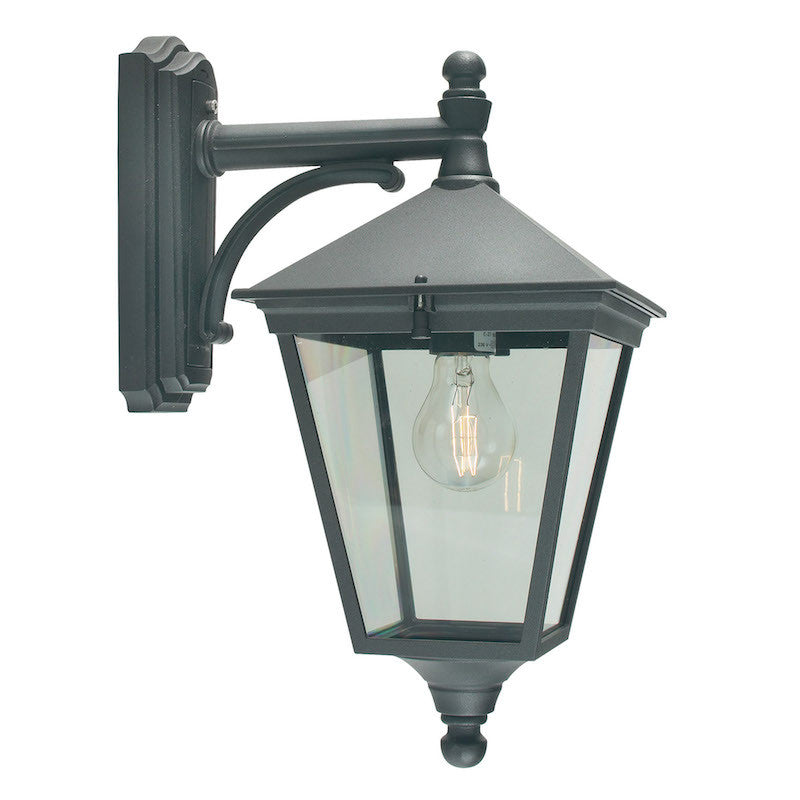 Elstead Turin Black Finish Outdoor Downlighter Wall Lantern