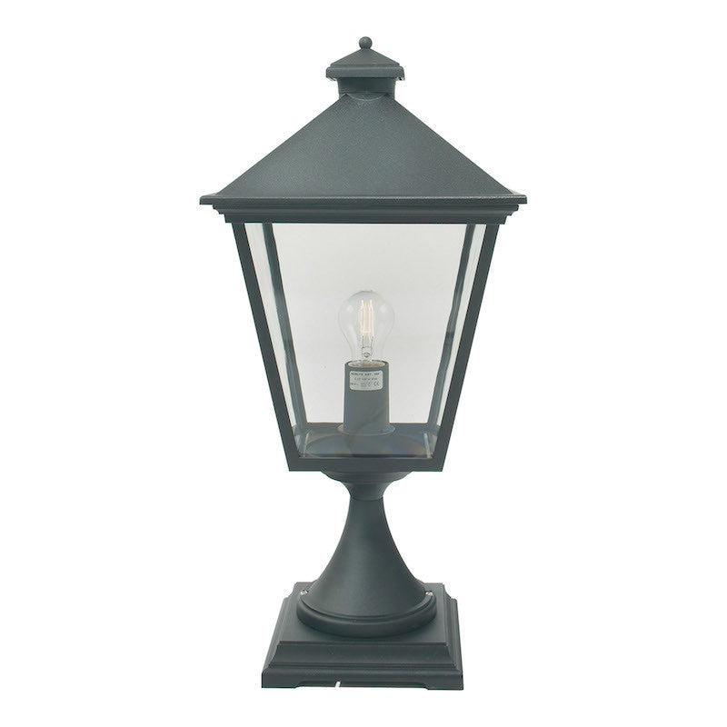 Elstead Turin Black Finish Outdoor Pedestal Lantern