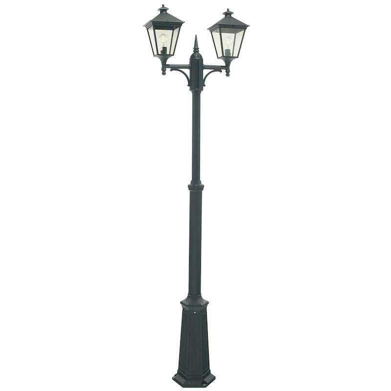 Elstead Turin Black Finish Outdoor Twin Arm Lamp Post