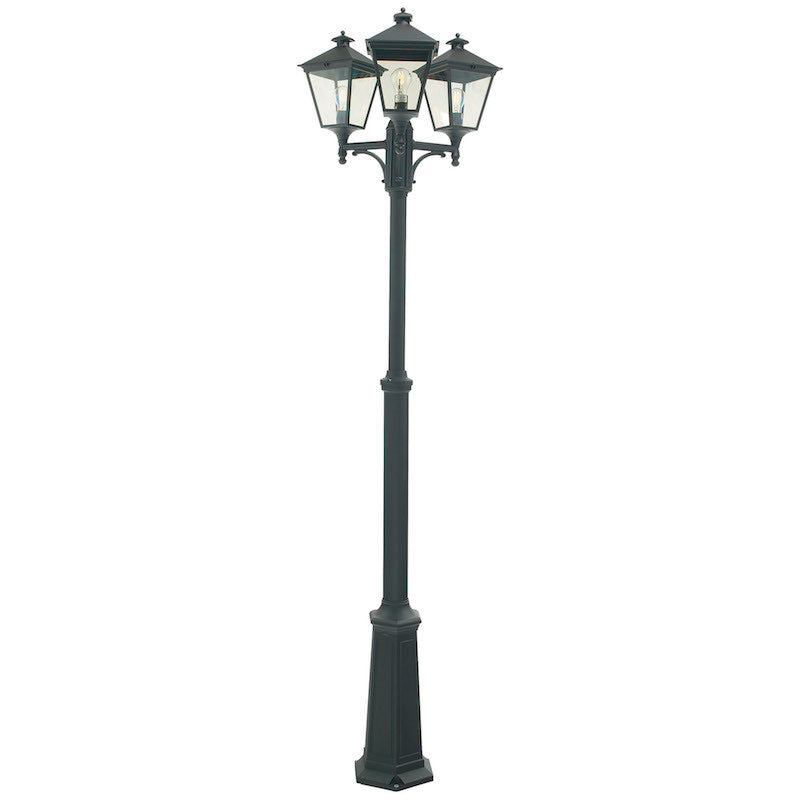 Elstead Turin Black Finish Outdoor Three Arm Lamp Post