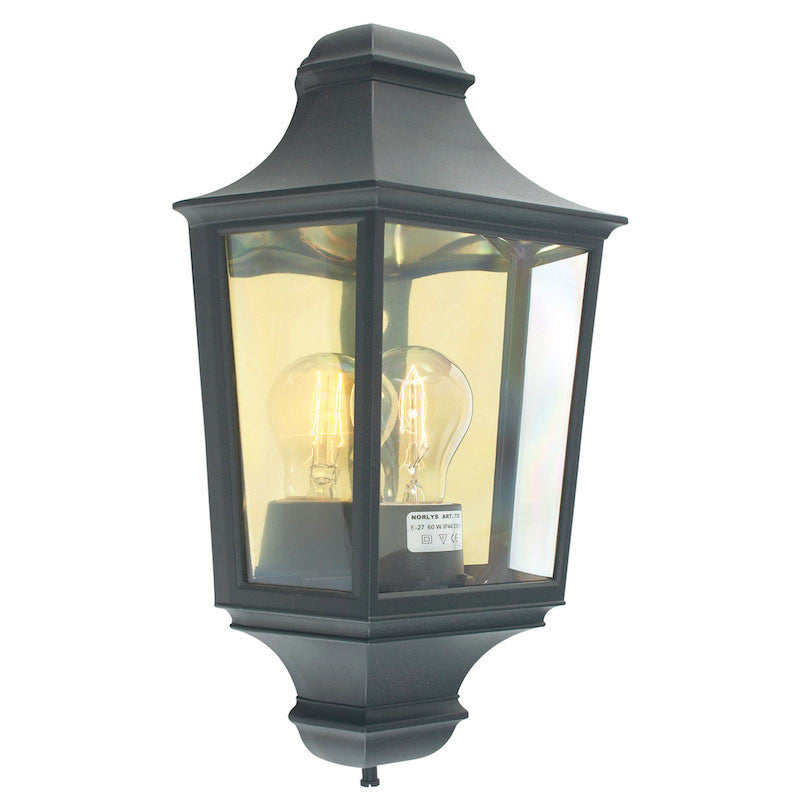 Elstead Turin Black Finish Outdoor Half Wall Lantern