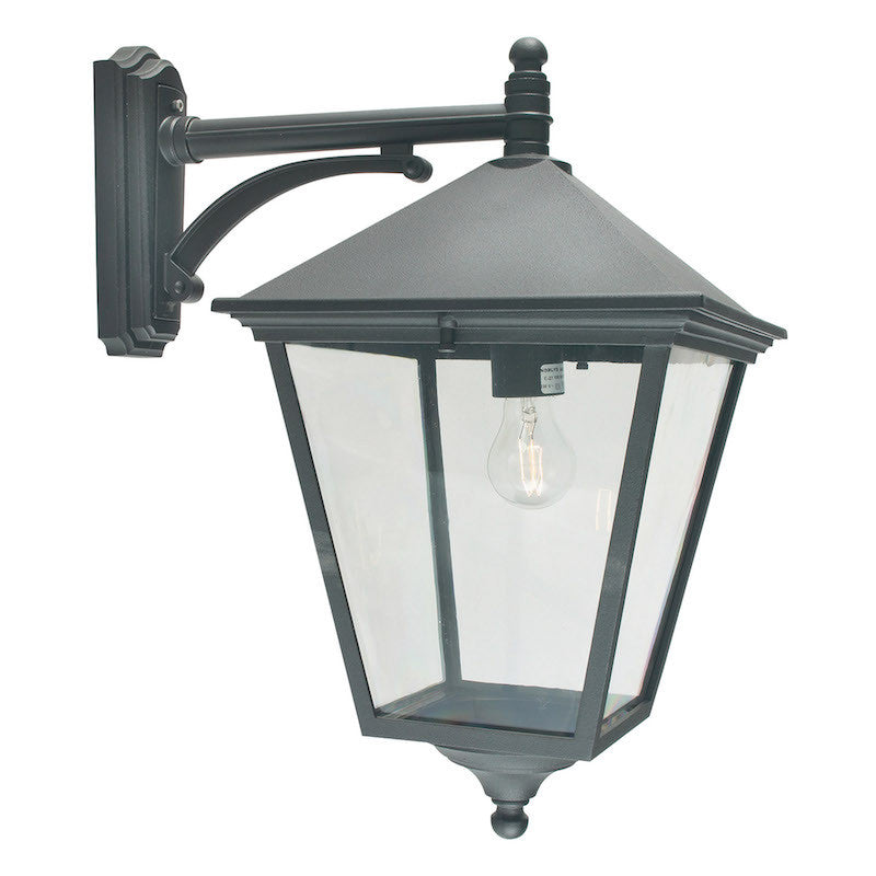 Elstead Turin Grande Black Finish Outdoor Downlighter Wall Lantern