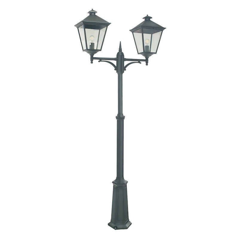 Elstead Turin Grande Black Finish Outdoor Twin Arm Lamp Post