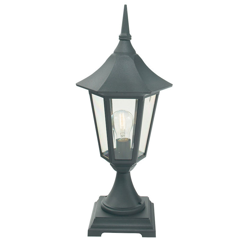 Elstead Valencia Black Finish Outdoor Pedestal Lantern