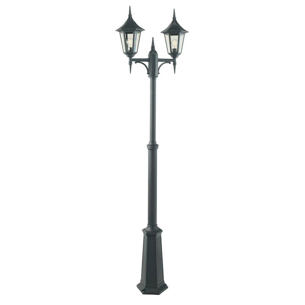 Elstead Valencia Black Finish Outdoor Twin Arm Lamp Post