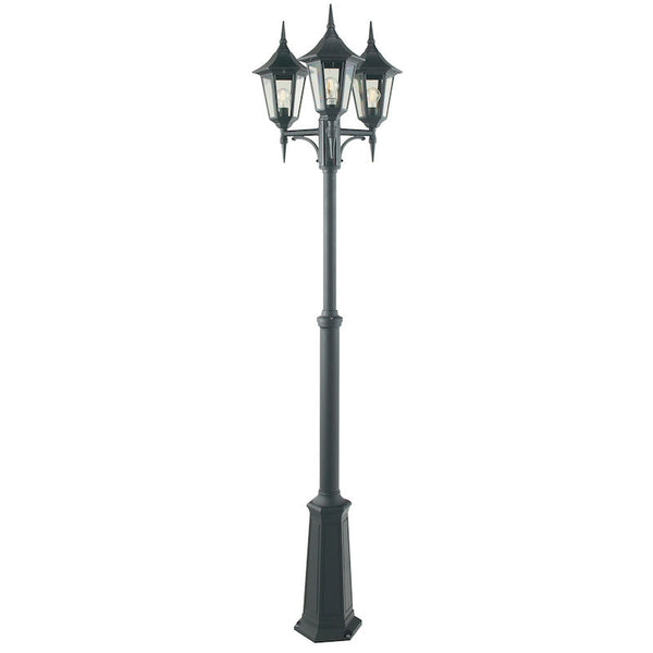 Elstead Valencia Black Finish Outdoor Three Arm Lamp Post