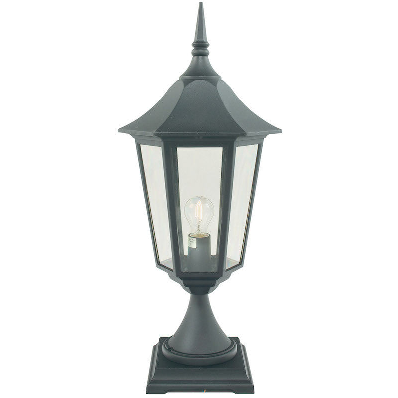 Elstead Valencia Grande Black Finish Outdoor Pedestal Lantern