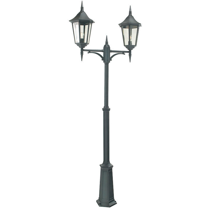 Elstead Valencia Grande Black Finish Outdoor Twin Arm Lamp Post