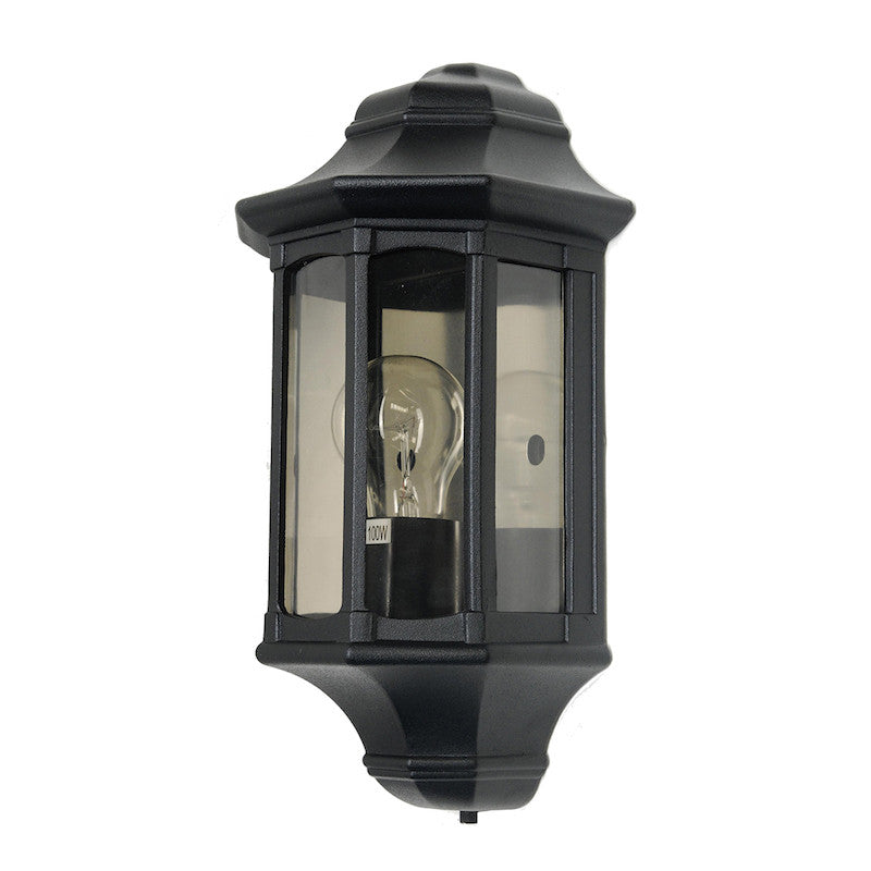 Elstead Newbury Black Finish Outdoor Half Wall Lantern