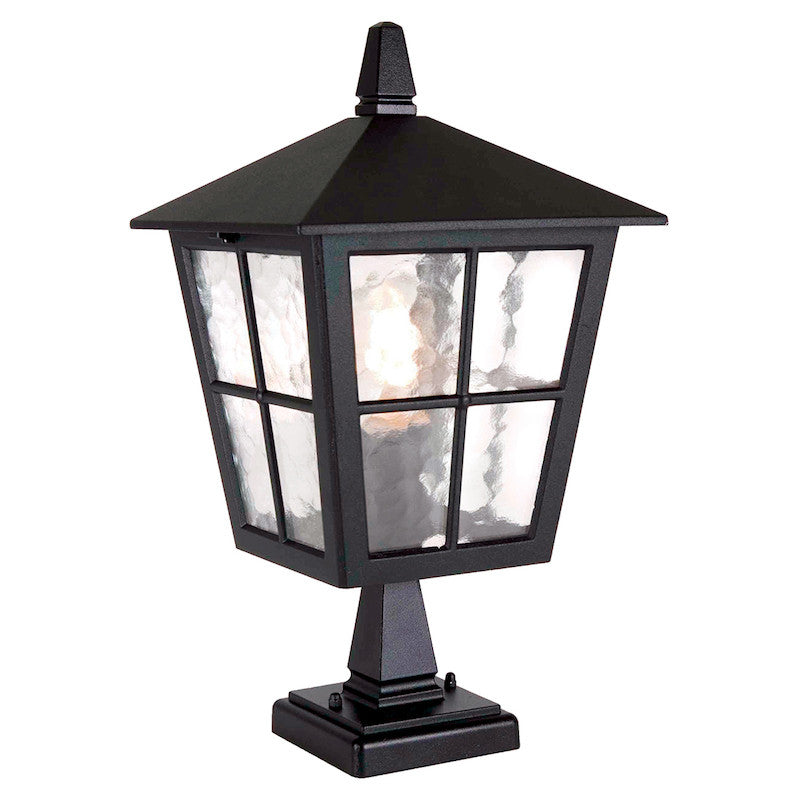 Elstead Canterbury Black Finish Outdoor Pedestal Lantern