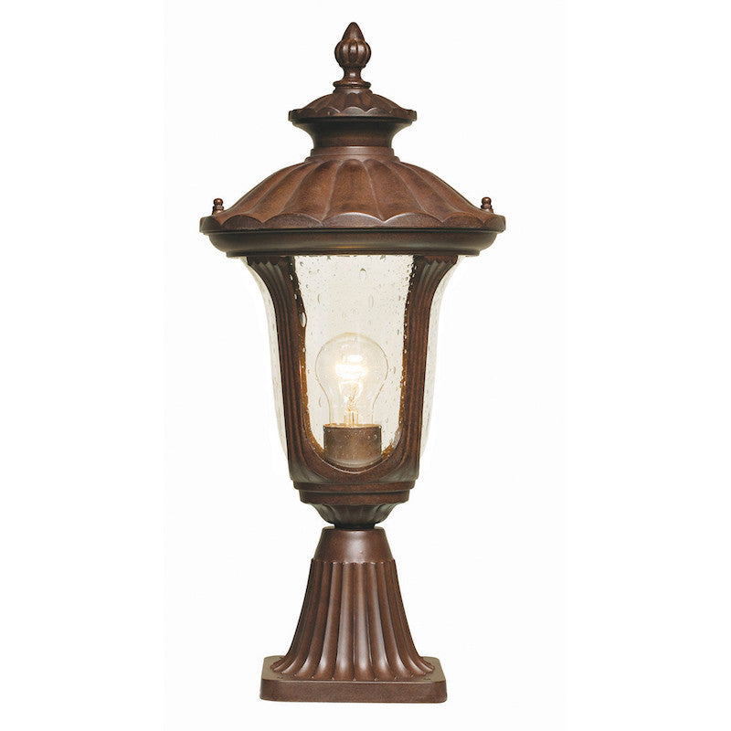 Elstead Chicago Rusty Bronze Patina Small Outdoor Pedestal Lantern