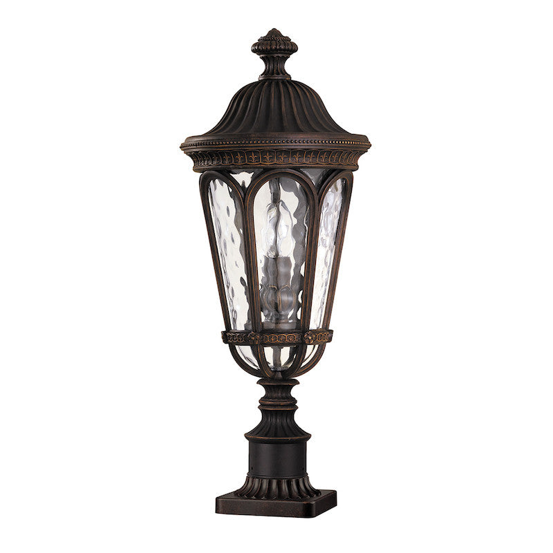 Elstead Regent Court Walnut Finish Outdoor Pedestal Lantern