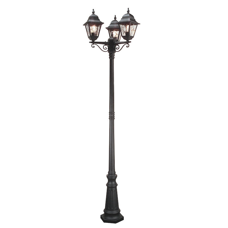 Elstead Norfolk Black Finish Outdoor Three Arm Lamp Post