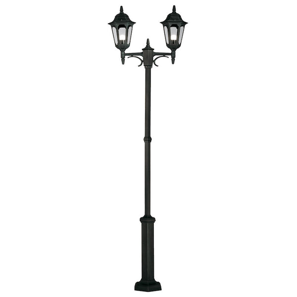 Elstead Parish Black Finish Outdoor Twin Arm Lamp Post