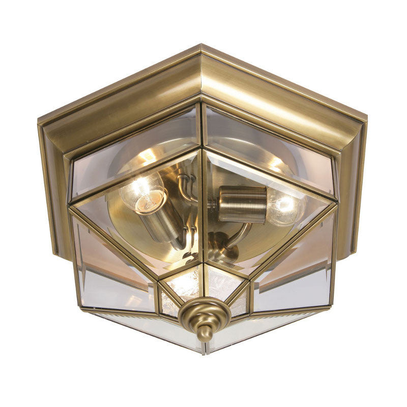 Oaks Kimura Brass Finish Outdoor Flush Light 405 BR by Oaks Outdoor Lighting