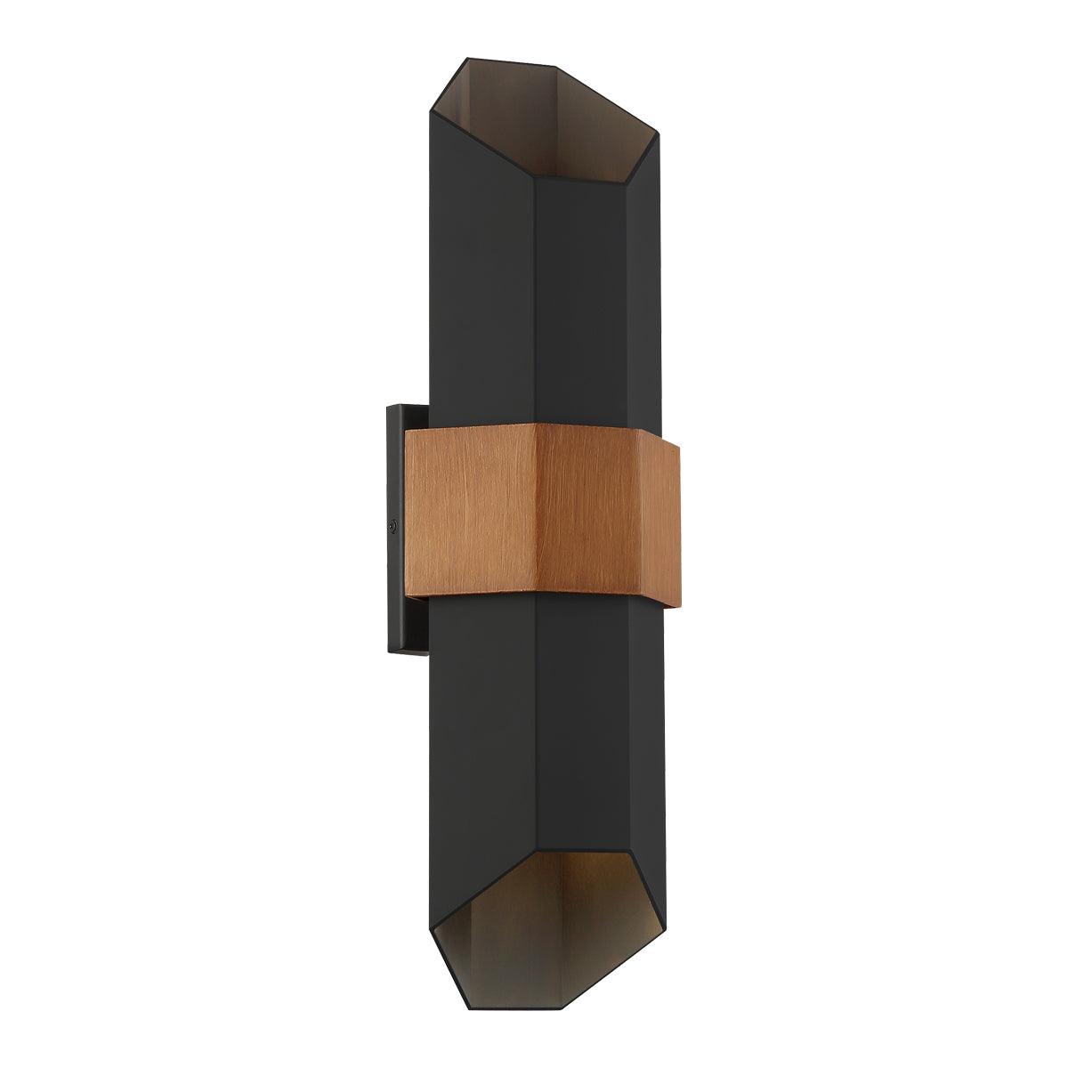 Quoizel Chasm Large LED Outdoor Wall Light - Black & Wood