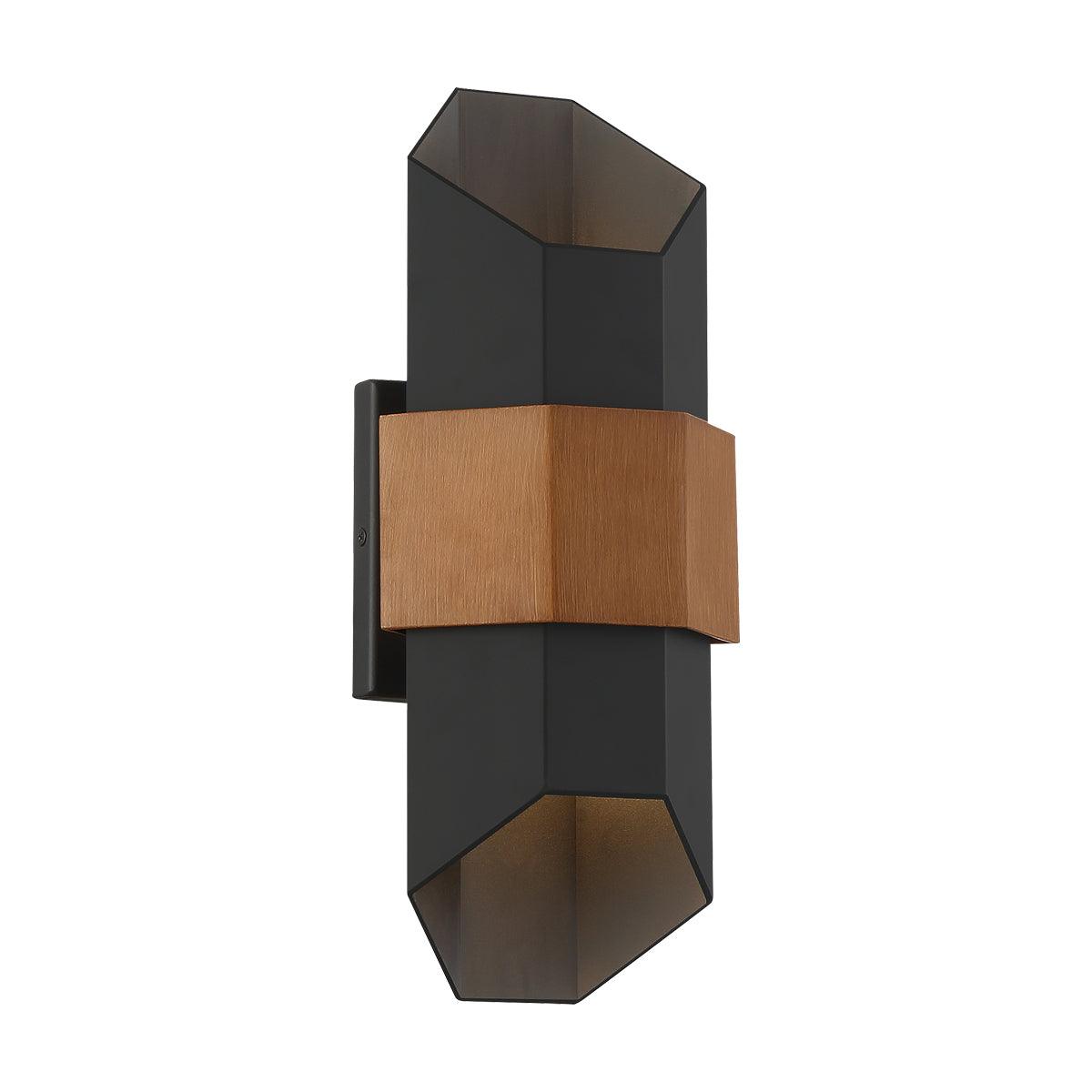 Quoizel Chasm Medium LED Outdoor Wall Light - Black & Wood