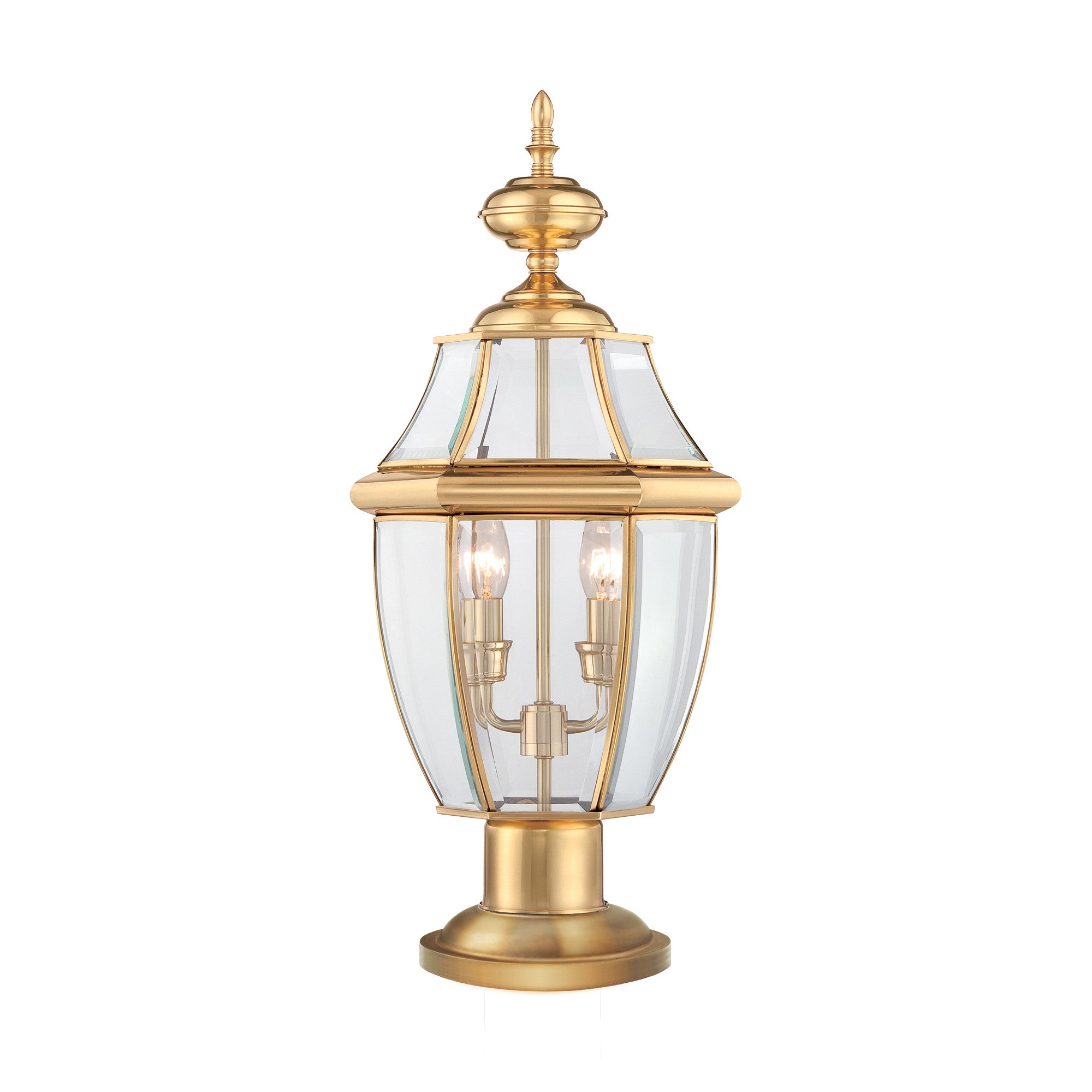 Elstead Newbury Polished Brass Outdoor Pedestal Lantern