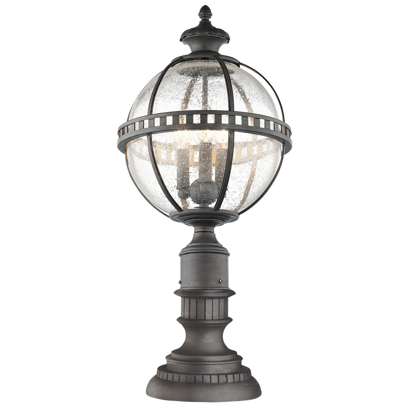 Kichler Halleron Outdoor 3 Light Pedestal Lantern by Elstead Outdoor Lighting