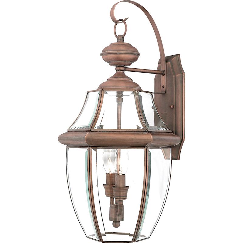 Quoizel Newbury Aged Copper Large Outdoor Wall Light by Elstead Outdoor Lighting